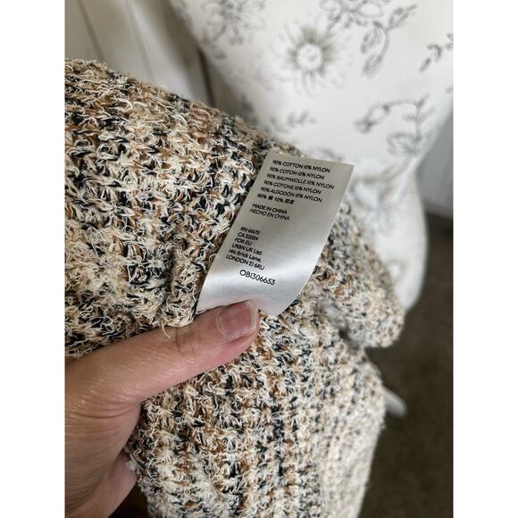 Anthropologie Pilcro Classic Longline Cardigan Duster Cream Brown Sz Large - Picture 4 of 6